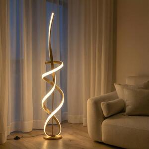 ONLI Lampa stojąca LED Kira, mosiężny / złoty, salon / jadalnia, aluminium, nowoczesny