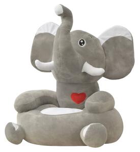 Fotel dla dzieci słoń, pluszowy, szary