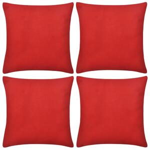 4 czerwone poszewki na poduszki, bawełniane, 50 x 50 cm