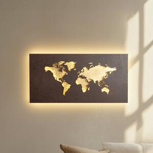 Kinkiet LED World Lucande, brązowy / rdzawy, salon / jadalnia, metal, nowoczesny