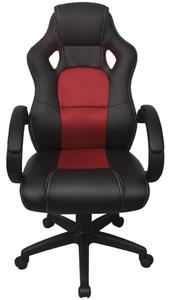 Krzesło biurowe w stylu sportowym ze sztucznej skóry czerwone