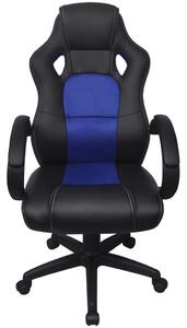 Krzesło biurowe w stylu sportowym ze sztucznej skóry niebieskie