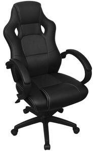 Krzesło biurowe w stylu sportowym ze sztucznej skóry czarne