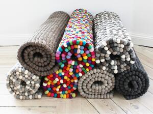 Szaro-biały wełniany dywan kulkowy Wooldot Ball Rugs, 120x180 cm