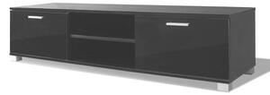 Szafka pod TV na wysoki połysk, czarna, 140x40,5x35 cm