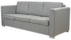 Sofa 3-osobowa, tapicerowana tkaniną, jasnoszara