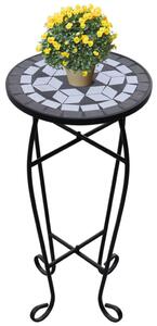 Kwietnik, stolik z mozaikowym biało-czarnym blatem