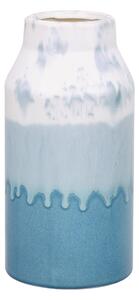 Wazon na kwiaty dekoracyjny ceramiczny wodoodporny biało-niebieski Chalcis Beliani