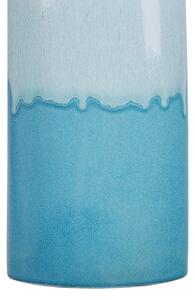 Wazon na kwiaty butelka z kamionki wodoodporny 30 cm biało-niebieski Callipolis Beliani