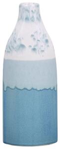 Wazon na kwiaty butelka ceramiczny wodoodporny 35 cm biało-niebieski Callipolis Beliani