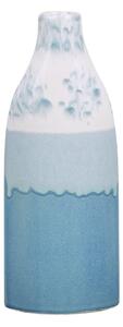 Wazon na kwiaty butelka z kamionki wodoodporny 30 cm biało-niebieski Callipolis Beliani