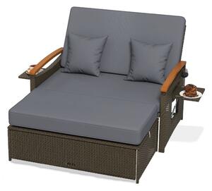 Rozkładana sofa ogrodowa rattanowa 3w1