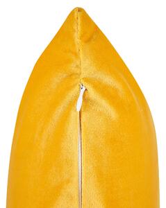 Zestaw 2 poduszek dekoracyjnych żółty welurowy wzór 45x45 cm Ceropegia Beliani