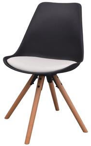 Krzesła stołowe, 4 szt., czarno-białe, sztuczna skóra