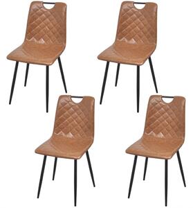 Krzesła stołowe, 4 szt., jasnobrązowe, sztuczna skóra