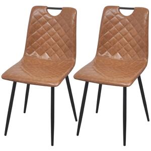 Krzesła stołowe, 2 szt., jasnobrązowe, sztuczna skóra