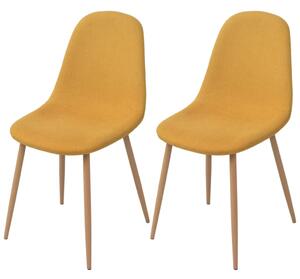 Krzesła stołowe, 2 szt., żółte, tkanina