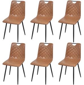 Krzesła stołowe, 6 szt., jasnobrązowe, sztuczna skóra