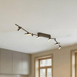 Reflektor LED Lindby Eldrin, czarny, 6-punktowa, listwa świetlna Eldrin Lindby, możliwość ściemniania, czarny, salon / jadalnia, metal, nowoczesny
