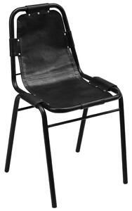 Krzesła stołowe, 6 szt., czarne, skóra naturalna