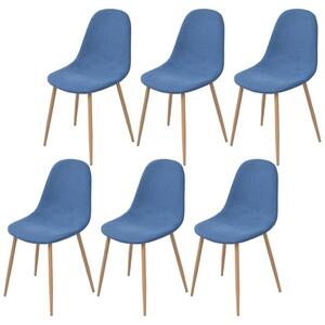 Krzesła stołowe, 6 szt., niebieskie, tkanina