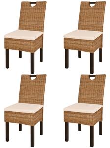 Krzesła do jadalni, 4 szt., rattan Kubu i drewno mango