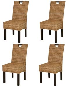 Krzesła do jadalni, 4 szt., rattan Kubu i drewno mango