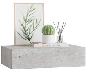 Półka ścienna z szufladą, szarość betonu, 40x23,5x10 cm, mdf