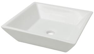 Umywalka ceramiczna, kwadratowa 41,5 x 41,5 x 12 cm, biała