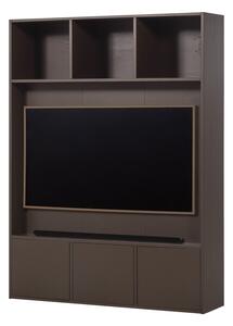 Ciemnobrązowy zestaw pod TV z litego drewna sosnowego 160x215x40 cm Meggy – WOOOD