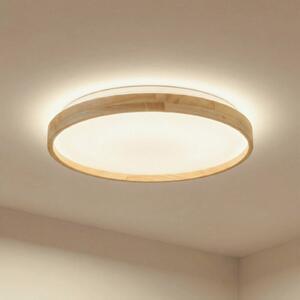 Inteligentna lampa sufitowa Mirren Lindby, możliwość ściemniania, jasne drewno, salon / jadalnia, tworzywo sztuczne, nowoczesny