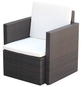 Krzesło ogrodowe z poduszkami, polirattan, brązowe
