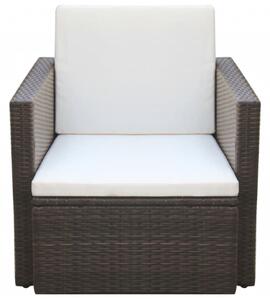Krzesło ogrodowe z poduszkami, polirattan, brązowe