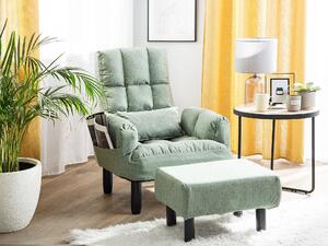 Fotel telewizyjny zielony tapicerowany rozkładany z podnóżkiem Oland II Beliani