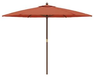 Parasol ogrodowy na drewnianym słupku, terakotowy, 299x240 cm