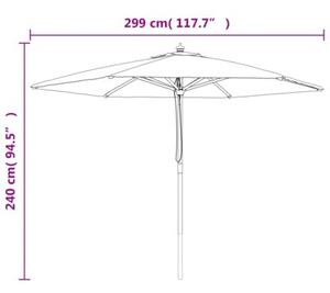 Parasol ogrodowy na drewnianym słupku, terakotowy, 299x240 cm