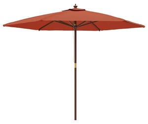 Parasol ogrodowy na drewnianym słupku, terakotowy, 299x240 cm