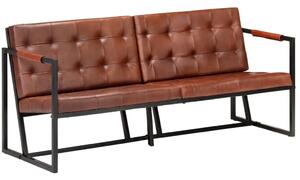 Brązowa sofa 3-osobowa ze skóry koziej K3-S88