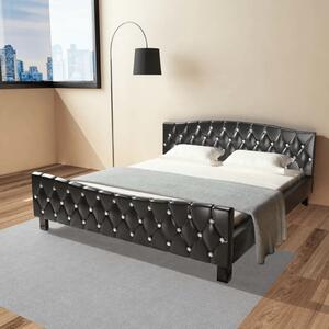 Łóżko z materacem, czarne, sztuczna skóra, 180 x 200 cm
