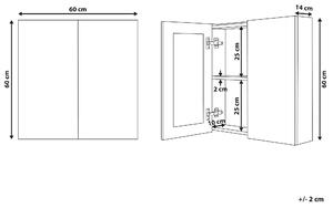 Szafka łazienkowa dwudrzwiowa wisząca dwie półki biała 60x60 cm Navarra Beliani