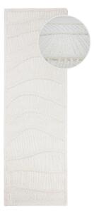 Biały chodnik z mieszanki wełny tkany ręcznie 80x230 cm Sculptured Wave – Flair Rugs