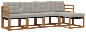 Zestaw mebli ogrodowych z litego drewna akacjowego z poduszkami, modularny design, odporny na warunki atmosferyczne