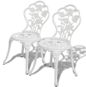 Krzesła bistro, 2 szt., odlewane aluminium, białe
