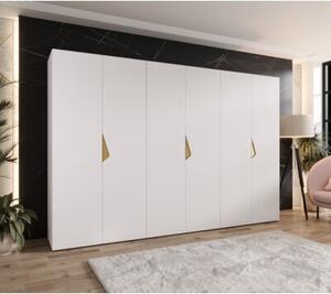 Szafa uchylna otwierana Sandi 1 300 (3x100) wys. 202 cm biaÅy + u. zÅoty