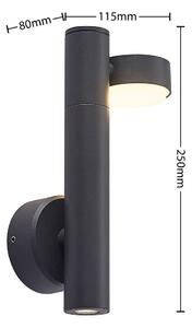 Lucande - Kynlee 2 LED Ścienna Lampa Ogrodowa Dark Grey