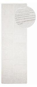 Biały chodnik z mieszanki wełny tkany ręcznie 80x230 cm Sculptured Blocks – Flair Rugs