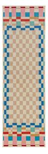 Chodnik z mieszanki wełny 80x300 cm Checkered Border – Flair Rugs
