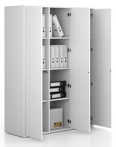 Szafka biurowa FRAME, 3x drzwi, 1299 x 450 x 1735 mm, PUSH-lock, biały
