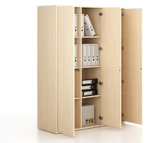 Szafka biurowa FRAME, 3x drzwi, 1299 x 450 x 1735 mm, PUSH-lock, brzoza
