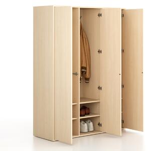 Szafka FRAME, 3 przedziały, 1299 x 450 x 1735 mm, PUSH-lock, brzoza